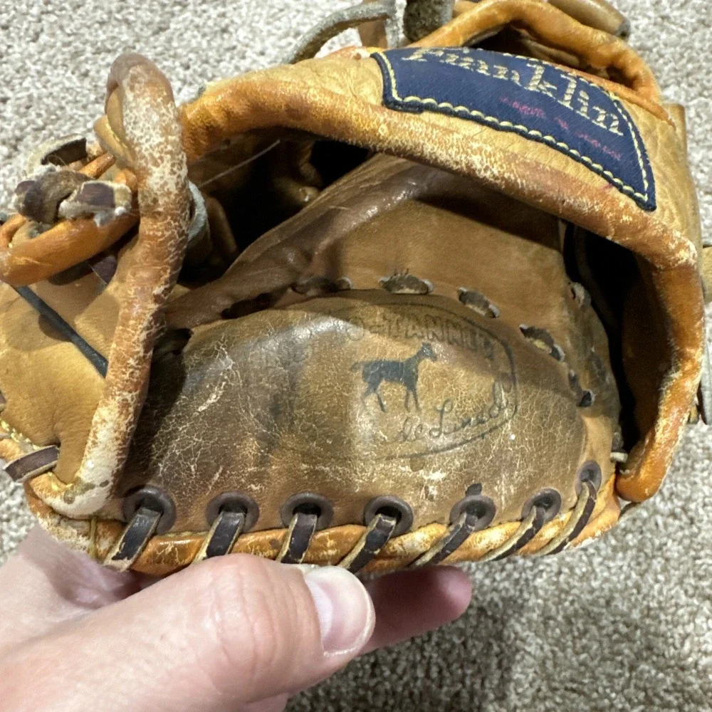 Vintage Franklin F153 Brown Leather Baseball Glove Flexomatic Horse & Cowhide